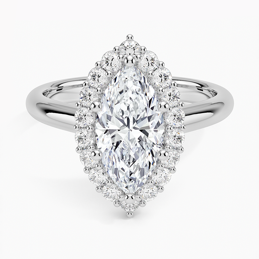 11/2Ct Marquise Lab Grown Diamond Lotus Flower Halo Diamond Ring