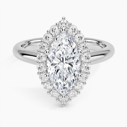 11/2Ct Marquise Lab Grown Diamond Lotus Flower Halo Diamond Ring