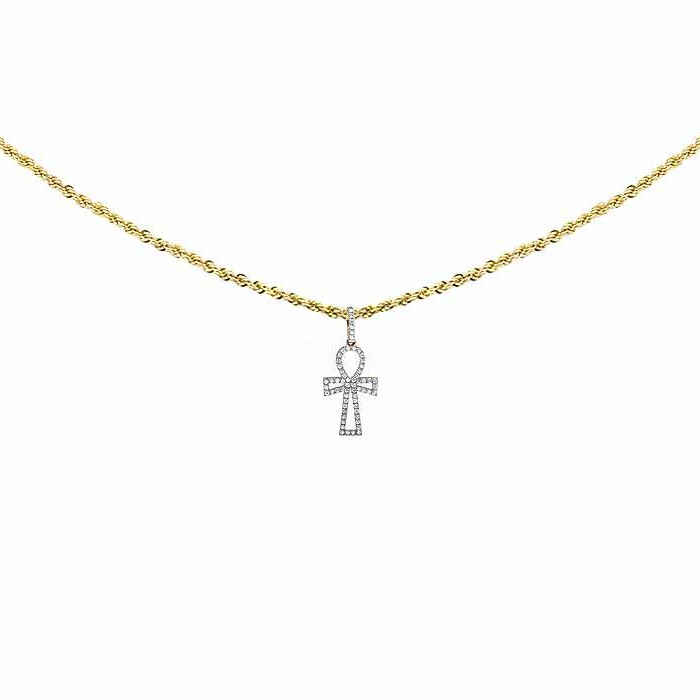 10k 1.25 Inch Ankh Cross Lab Grown Diamond pendant