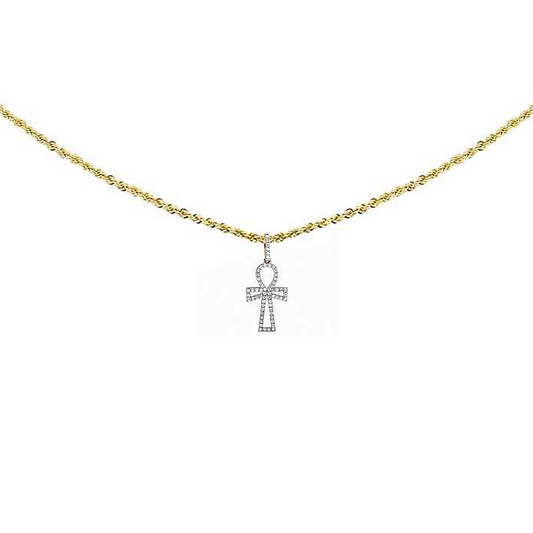 10k 1.25 Inch Ankh Cross Lab Grown Diamond pendant