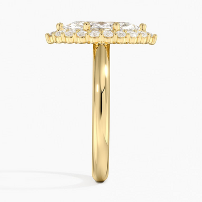 11/2Ct Marquise Lab Grown Diamond Lotus Flower Halo Diamond Ring