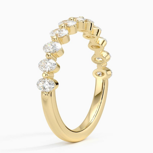0.84CTW Oval Lab Grown Diamond Yellow Gold Wedding Band