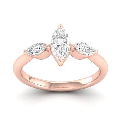 1 CTW Marquise Three Stone Lab Grown Diamond Engagement Ring