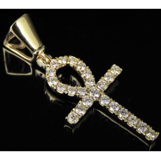 1.25 Inch Ankh Cross Lab Grown Diamond Pendant