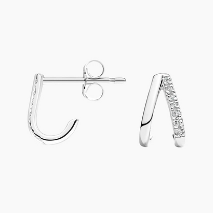 Lab Grown Diamond Huggie Earrings in Silver