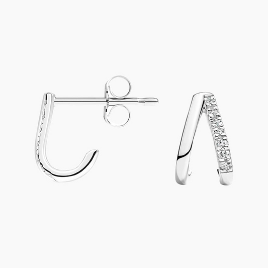Lab Grown Diamond Huggie Earrings in Silver