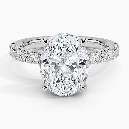 3CT Oval Lab Grown Diamond Half Coverage Diamond Ring