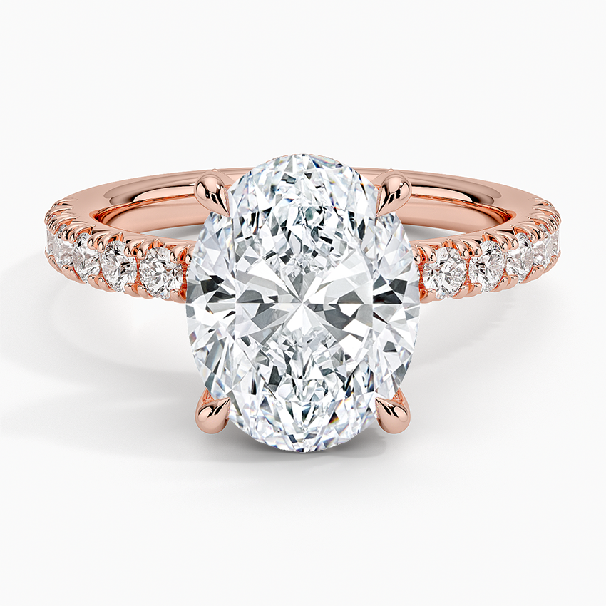 3CT Oval Lab Grown Diamond Half Coverage Diamond Ring