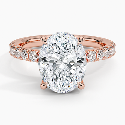 3CT Oval Lab Grown Diamond Half Coverage Diamond Ring
