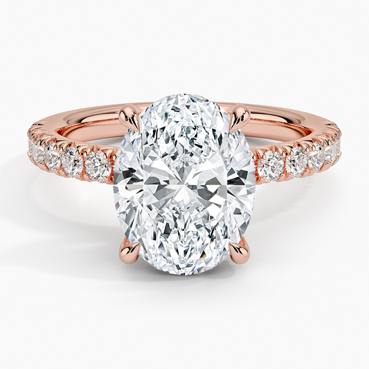 3CT Oval Lab Grown Diamond Half Coverage Diamond Ring