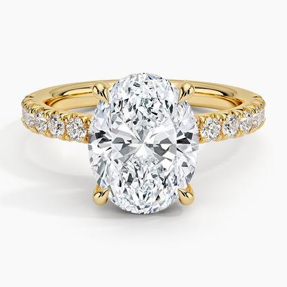 3CT Oval Lab Grown Diamond Half Coverage Diamond Ring