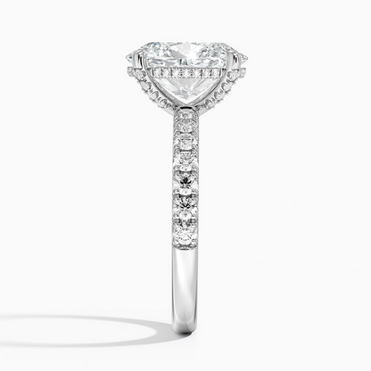 3CT Oval Lab Grown Diamond Half Coverage Diamond Ring