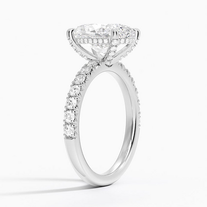 3CT Oval Lab Grown Diamond Half Coverage Diamond Ring