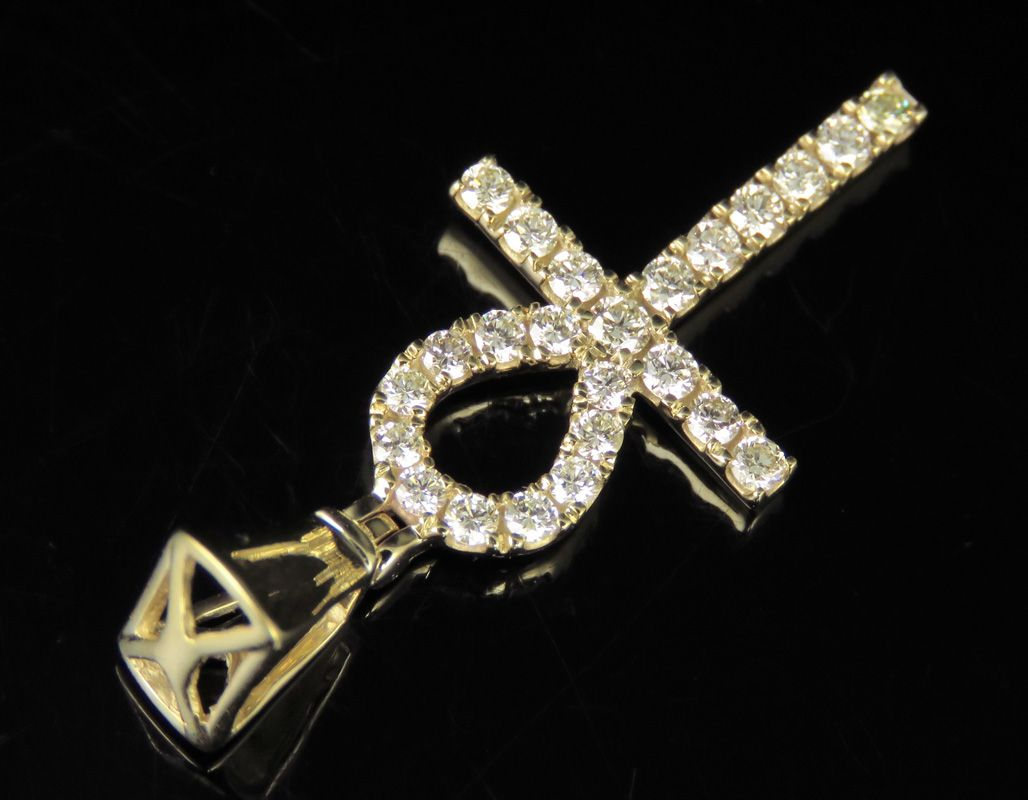 1.25 Inch Ankh Cross Lab Grown Diamond Pendant