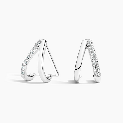 Lab Grown Diamond Huggie Earrings in Silver