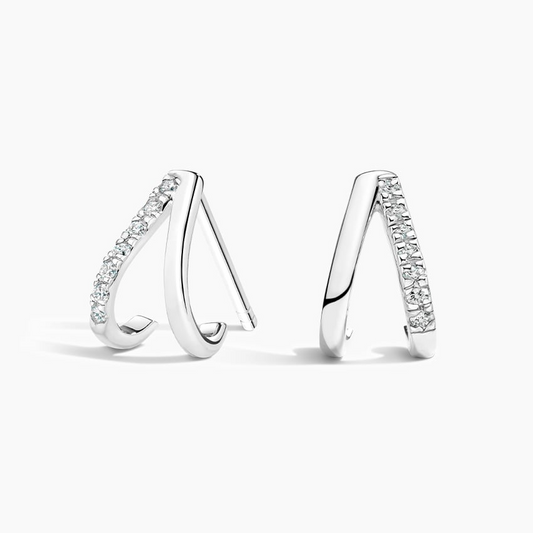 Lab Grown Diamond Huggie Earrings in Silver