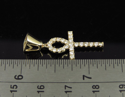 1.25 Inch Ankh Cross Lab Grown Diamond Pendant