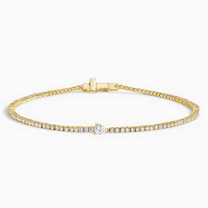 1.02CTW 7inch Center Pear Lab Grown Diamond Tennis Bracelet
