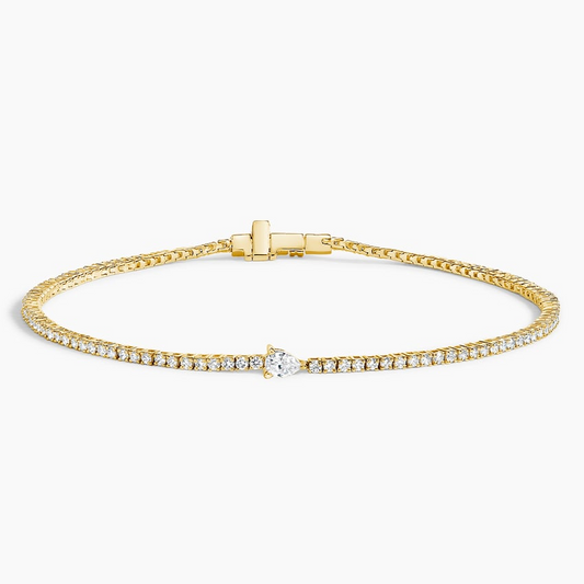 1.02CTW 7inch Center Pear Lab Grown Diamond Tennis Bracelet