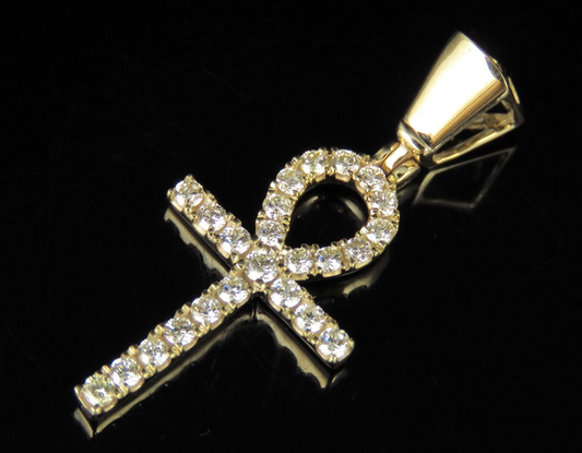 1.25 Inch Ankh Cross Lab Grown Diamond Pendant
