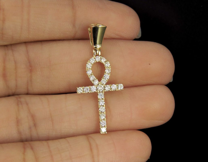 1.25 Inch Ankh Cross Lab Grown Diamond Pendant