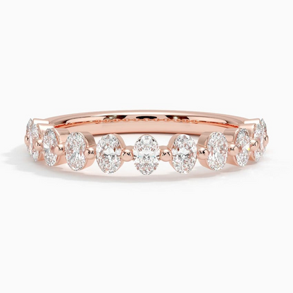 0.84CTW Oval Lab Grown Diamond Yellow Gold Wedding Band