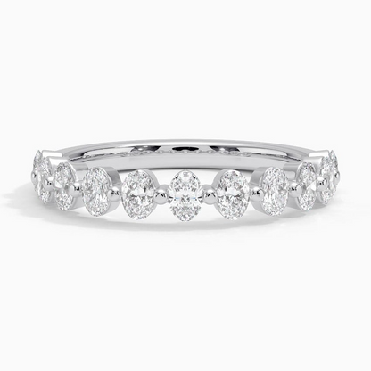 0.84CTW Oval Lab Grown Diamond Yellow Gold Wedding Band