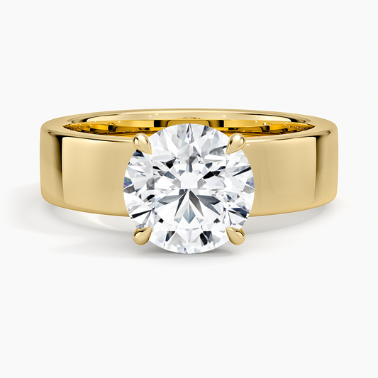 2Ct Round Lab Grown Diamond Thick Band Solitaire Ring