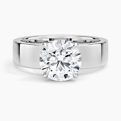 2Ct Round Lab Grown Diamond Thick Band Solitaire Ring