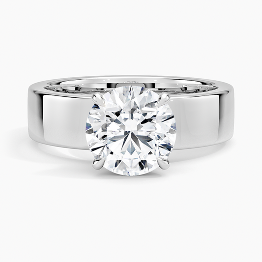 2Ct Round Lab Grown Diamond Thick Band Solitaire Ring