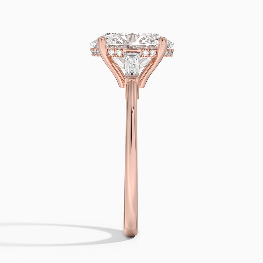 21/2Ct Oval Lab Grown Diamond Tapered Baguette Three Stone Ring