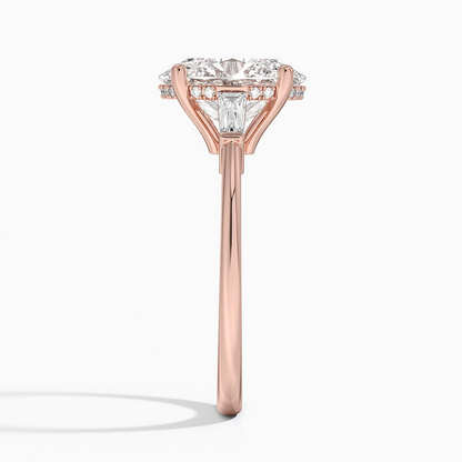 21/2Ct Oval Lab Grown Diamond Tapered Baguette Three Stone Ring