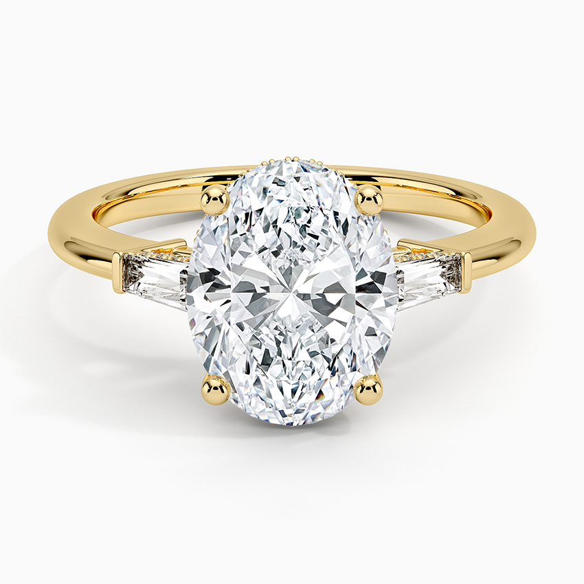 21/2Ct Oval Lab Grown Diamond Tapered Baguette Three Stone Ring