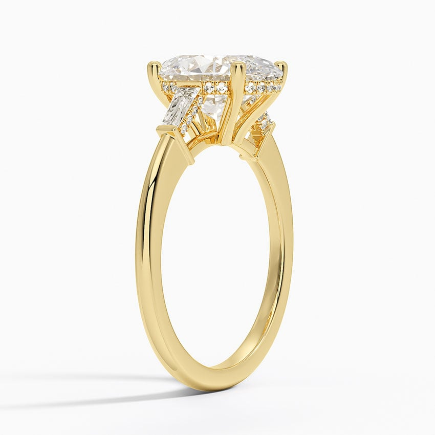 21/2Ct Oval Lab Grown Diamond Tapered Baguette Three Stone Ring