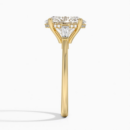 21/2Ct Oval Lab Grown Diamond Tapered Baguette Three Stone Ring