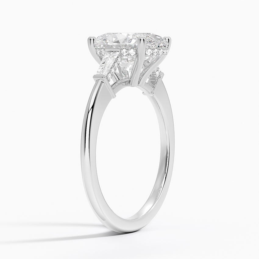 21/2Ct Oval Lab Grown Diamond Tapered Baguette Three Stone Ring