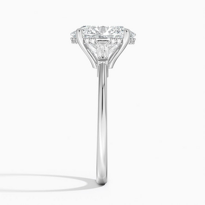 21/2Ct Oval Lab Grown Diamond Tapered Baguette Three Stone Ring