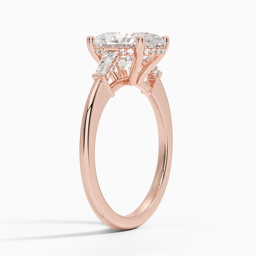 21/2Ct Oval Lab Grown Diamond Tapered Baguette Three Stone Ring