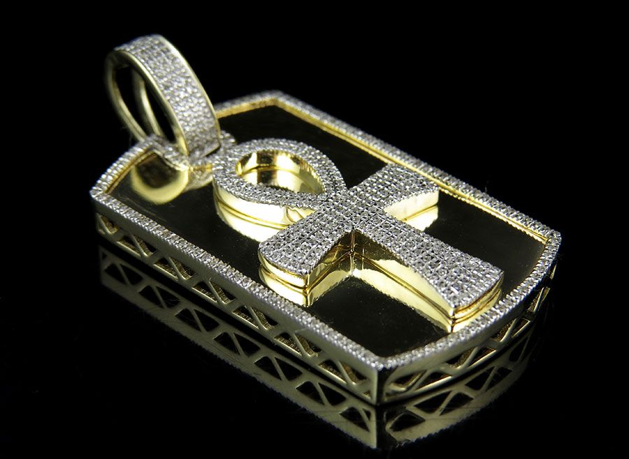 1.75 Inch Lab Grown Diamond Ankh Dogtag Pendant