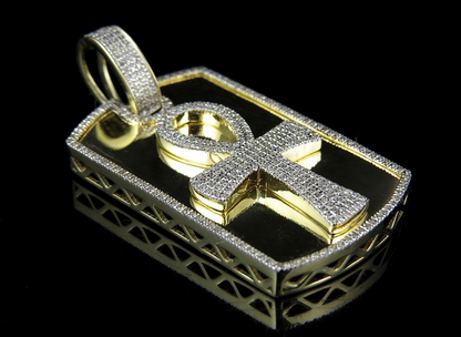1.75 Inch Lab Grown Diamond Ankh Dogtag Pendant