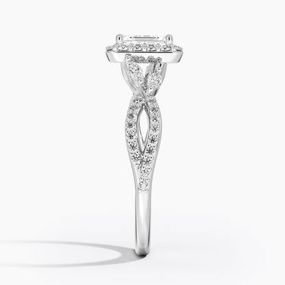 1/2Ct Emerald Lab Grown Diamond Gold Halo Diamond Ring