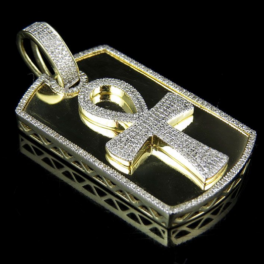 1.75 Inch Lab Grown Diamond Ankh Dogtag Pendant