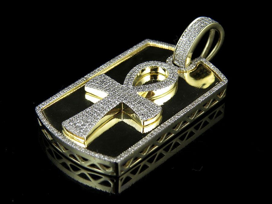 1.75 Inch Lab Grown Diamond Ankh Dogtag Pendant