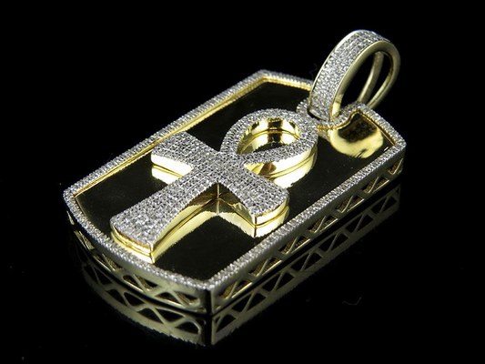 1.75 Inch Lab Grown Diamond Ankh Dogtag Pendant