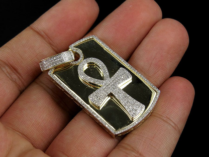 1.75 Inch Lab Grown Diamond Ankh Dogtag Pendant