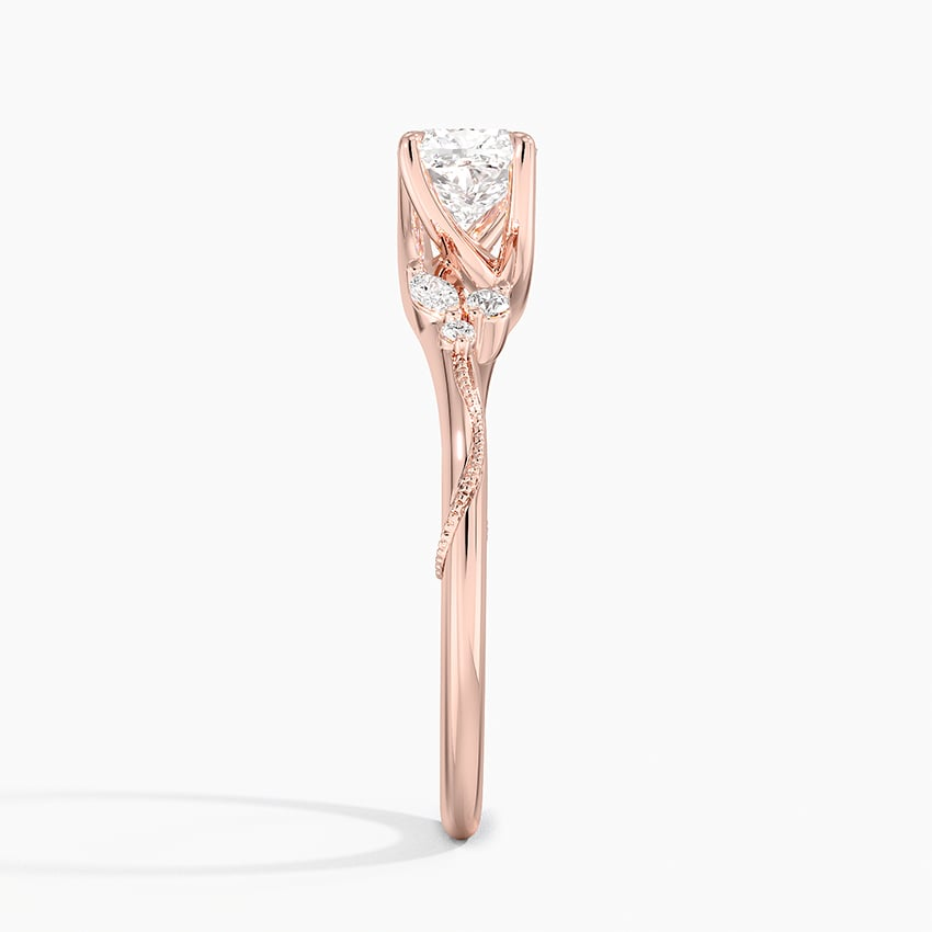 3/4Ct Cushion Lab Grown Diamond Milgrain Gold Ring