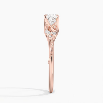 3/4Ct Cushion Lab Grown Diamond Milgrain Gold Ring