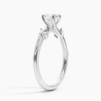 3/4Ct Cushion Lab Grown Diamond Milgrain Gold Ring