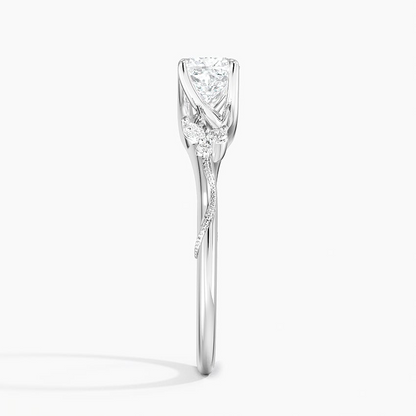 3/4Ct Cushion Lab Grown Diamond Milgrain Gold Ring