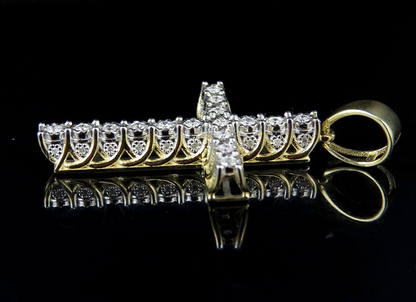 10K Lab Grown Diamond 3D Solitaire Cross Pendant